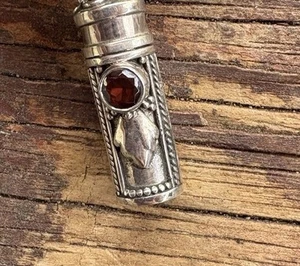 Poison Vial Necklace Pendant Garnet 925 Sterling Silver - Picture 1 of 3