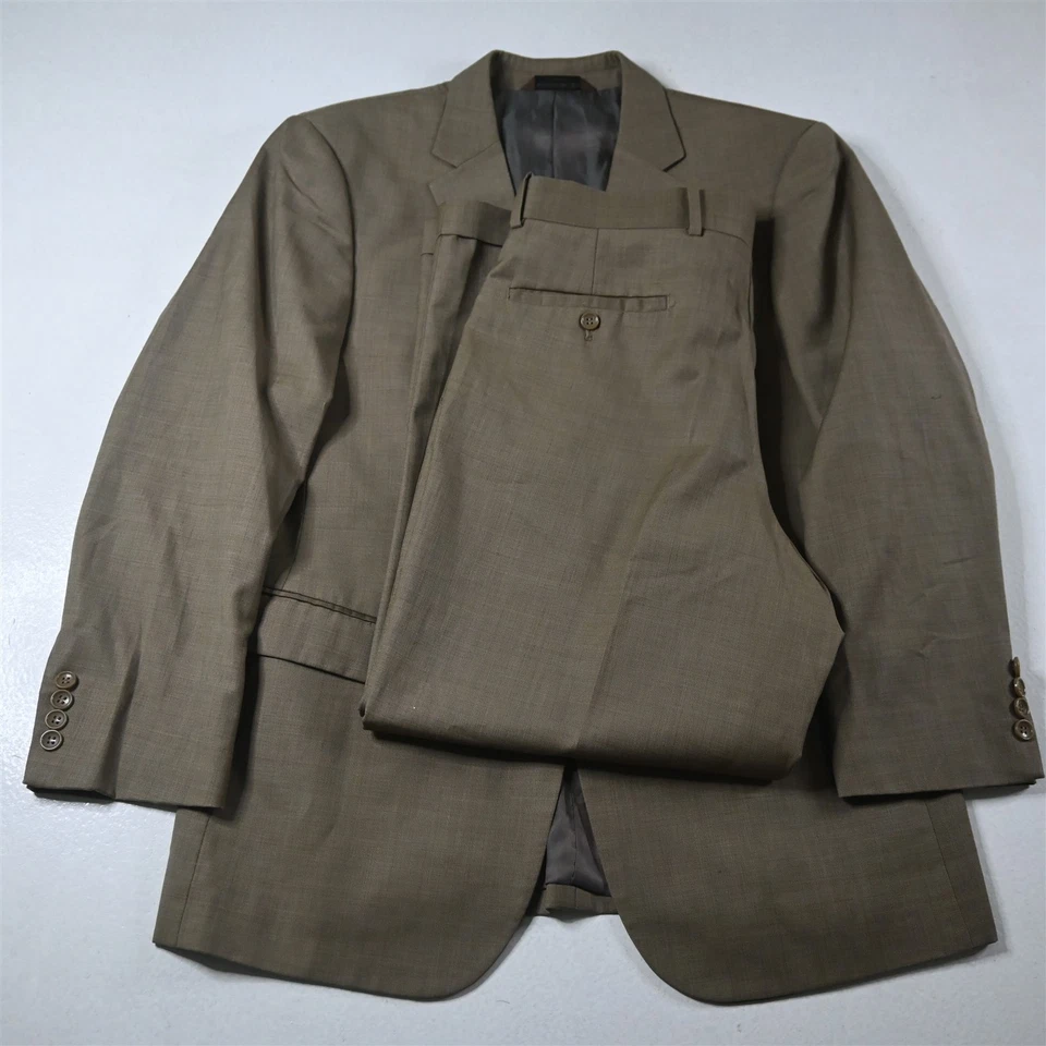 Prontomoda 38S 32x28 Tan Brown 100% Merino Wool Mens Jacket Pants Suit - Image 1 of 4