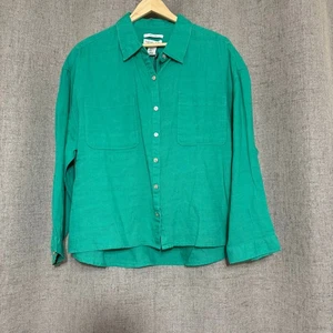 NWT Rachel Zoe Linen Casual Button Down Top Women XL Green Boho - Picture 1 of 5
