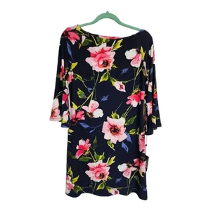 Tommy Hilfiger Navy Blue Floral Bell Sleeve Dress Women's Size 8 - Picture 1 of 6
