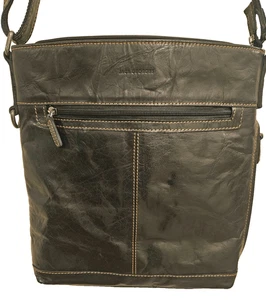 Brand New: Jack Georges Genuine Leather Crossbody Bag Black Adjustable Canvas - Picture 1 of 13