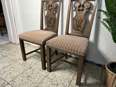 Barock 2 bequeme Stühle Eiche geschnitzt Schlossstühle Paar Norddeutsch um 1900 - Bild 1 von 4