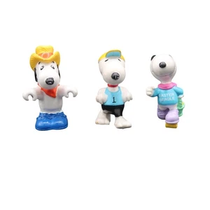 Peanuts Snoopy PVC Figures Set of 3 Roller Skate Runner Farmer Vintage 80s 90s - Picture 1 of 12