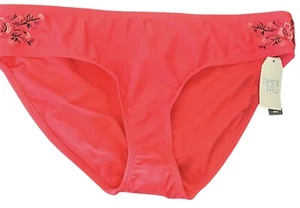 New Time and Tru Coral Embroidered Flower Swim Bikini Bottoms Size XL 16-18 - Picture 1 of 4