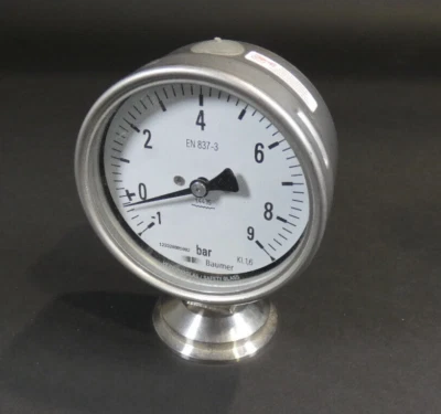 Baumer Druckmessgerät / Manometer -1 bis 9bar | Kl. 1,6 | 1.4435 | EN 837-3 - Bild 1 von 4