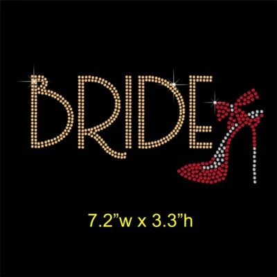 Bride Rhinestone Transfer Hotfix Iron-on Applique Motif Choice of Colours - Image 1 of 4