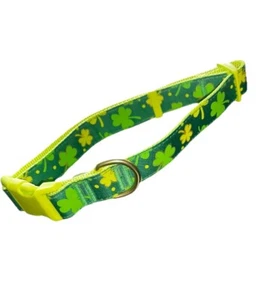 Collare per Cani Taglia Large 18"-26" - Nuovo con etichette - Verde Neon ST Patrick Day Clover - Foto 1 di 5