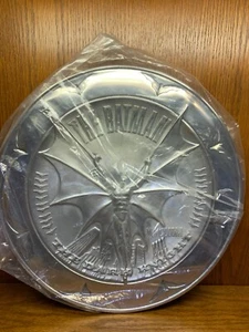1996 BATMAN In FLIGHT"Great Gotham City Coin Collection" 12" Metal PLATE & stand - Picture 1 of 6