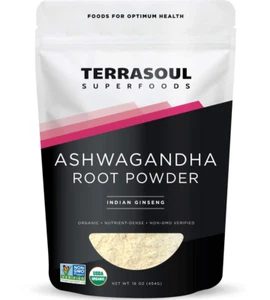 Organic No GMO Ashwagandha Root Powder Superfoods 1 Lb Bag - Stress Adaptogen La - Picture 1 of 12