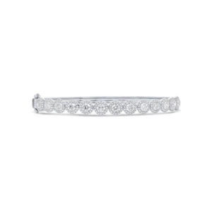 Diamant Armreif 14k Weiss Gold Halb Weg Halo Design Armband Clip Schloss 3.17tcw - Bild 1 von 4