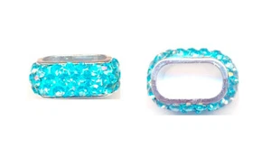 Großlochperle mit Strass - eckig - Farbe platin-türkis- 15x19 mm - 1 Stück - Bild 1 von 1
