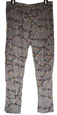 Friends TV Series Womens Pajama Pants Size Small Fleece Christmas Lights Gray - Image 1 of 4