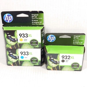 HP 932XL schwarz & HP 933 Farbe cyangelb N9H62FN CN053AN Original OEM versiegelt - Bild 1 von 4