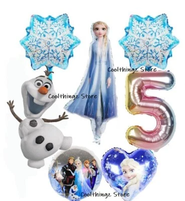 COOLTHINGZ FROZEN Large Balloon Set for 5th Birthday Party FOIL Princess Elsa AGE 5