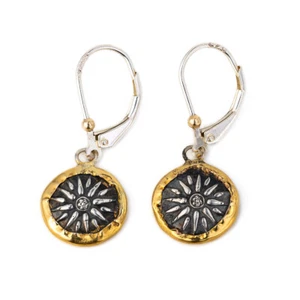 Vergina Sonnenohrringe 14K Gold Sterlingsilber - Mazedonische Sonne - Altgriechisch - Bild 1 von 3