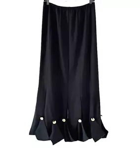 Maxi gonna nera vintage anni 90 Linda Lundstrom donna bottoni polsini orlo spacco western 12 - Foto 1 di 11