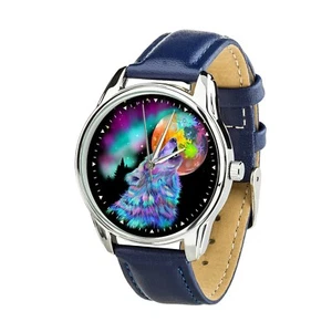 Howling Wolf Watch Starry Wolf Wolves Lovers Gift Watch Funny Wolf Wristwatch  - Picture 1 of 7