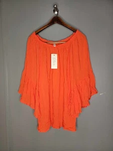 Elan Off the Shoulder Bell Sleeve Tunic Blouse Shirt Women's O/S, Orange - Picture 1 of 9