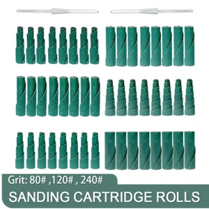 48Pcs 38mm Sanding Cartridge Spiral Roll Cone With 2Pcs 1/8" Shank Mandrel Kit - Picture 1 of 7