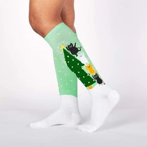Calcetines hasta la rodilla Naughty or Nice Cats para mujer talla 9-11 calcetín para mí moda nuevos* - Imagen 1 de 3