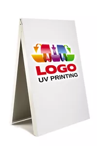 A-BOARD PAVEMENT SIGN ADVERTISING MENU SANDWICH BOARD METAL FRAME WHITE MLW UV - Picture 1 of 10
