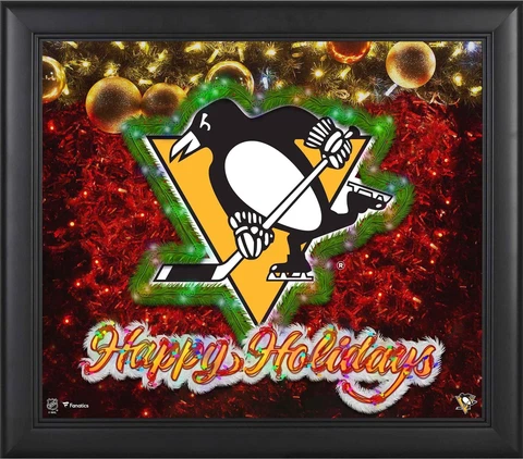 Pittsburgh Penguins Framed 15" x 17" Happy Holidays Collage Cover