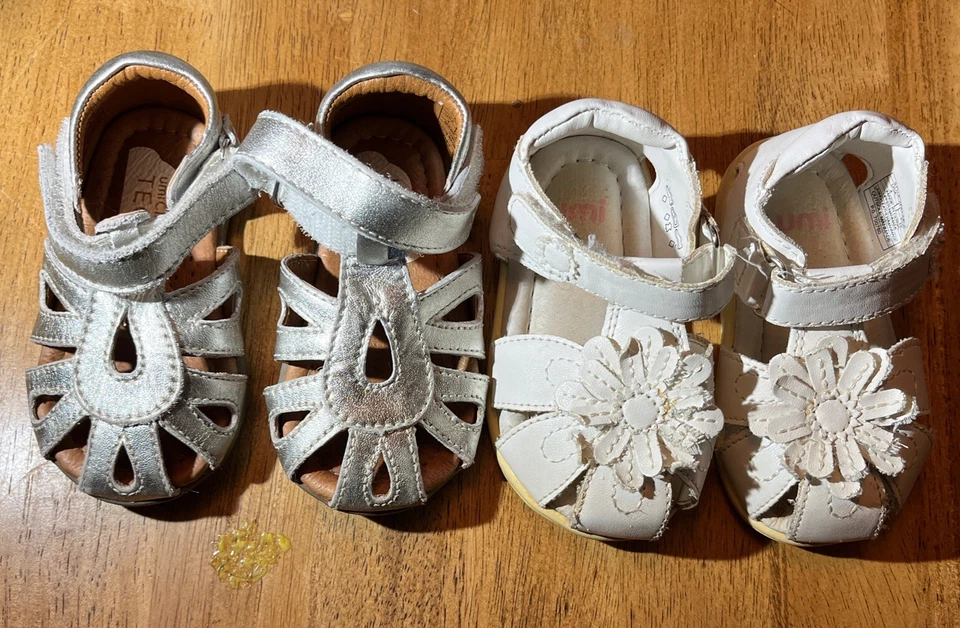 Sandalias para bebé niña UMi - blancas y plateadas.   T30 Foto 1 de 4