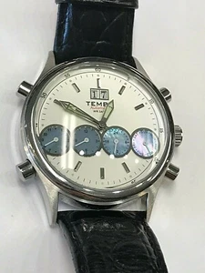 Men's Tembo Automatic Watch WR 3ATM Black Strap Stainless Steel - Picture 1 of 7
