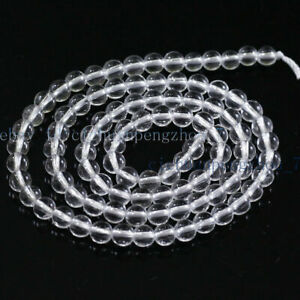 6/8/10mm Natural White Rock Crystal Clear Quartz Round Gemstone Loose Beads 15''