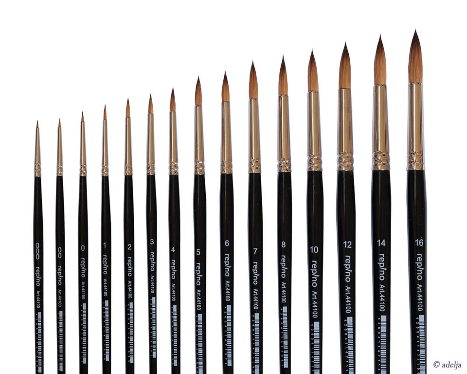 REPINO Feine runde Rotmarderpinsel für Acrylfarbe, Ölfarbe, Pinselgrösse wählbar