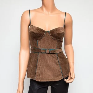 NWT Ingwa Melero Mocha Brown Corduroy Bustier Sofia Top 50 CST XS $244 - Picture 1 of 7