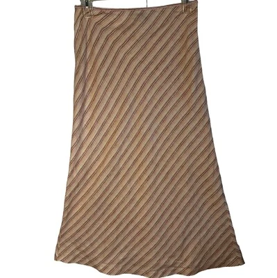 Merona Multicolor 100% Linen Diagonal Striped A-Line Maxi Skirt SZ 12 Beachy - Image 1 of 4