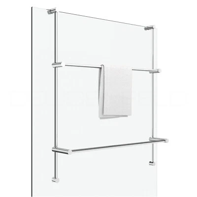 DEUSENFELD stainless steel towel rail for glass wall, 600x700mm, adjustable, chrome - Image 1 of 4