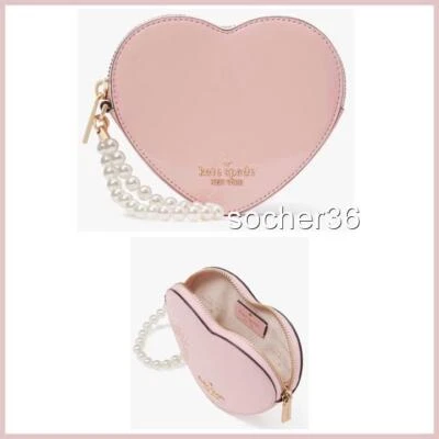 KATE SPADE FAUX PEARL LOVE SHACK 3D PATENT HEART WRISTLET  FACTORY WRAPPED  NWT - Image 1 of 4