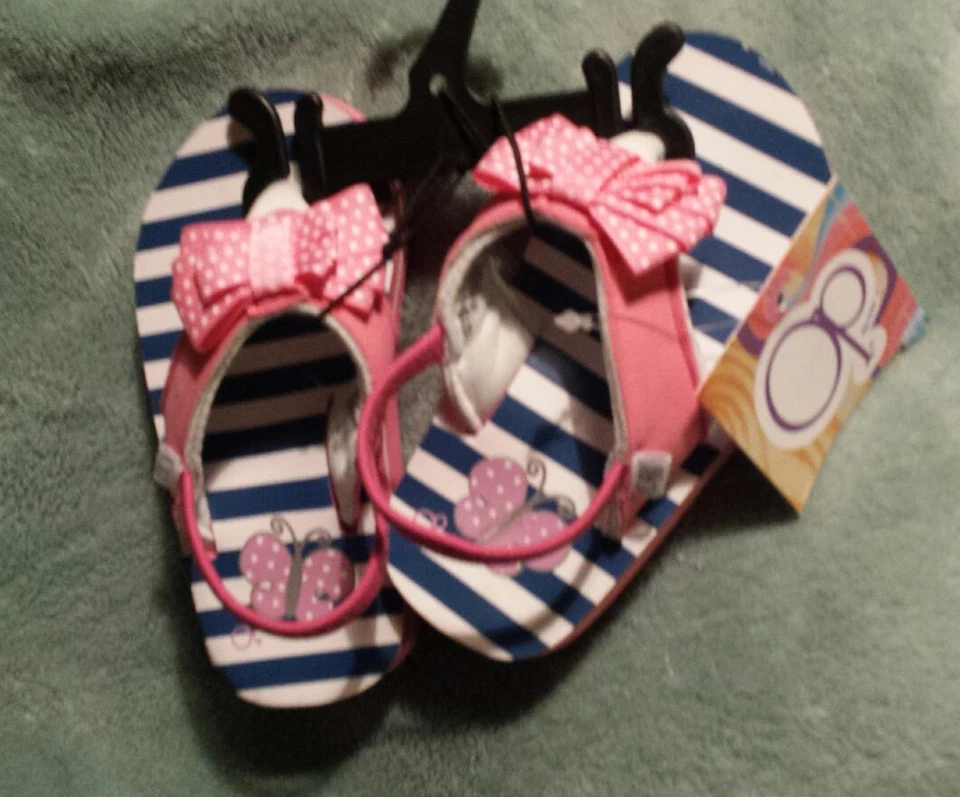 NUEVAS Sandalias de Playa Infantiles Pequeñas Niñas Chanclas AZUL/ROSA ARCO 2,4,6 Foto 1 de 1