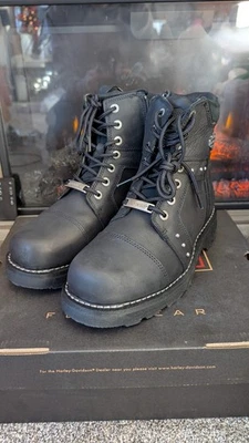 NUEVO EN CAJA Botas de motocicleta Harley Davidson Oakleigh para mujer talla 11 de cuero negro  Foto 1 de 4