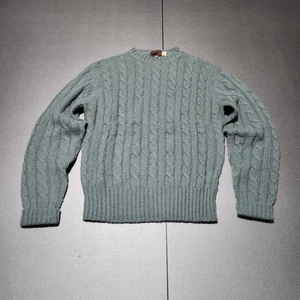 VTG Boston Traders 100% Wool Pullover Sweater Mens Large Green Cable Knit Preppy - Picture 1 of 13