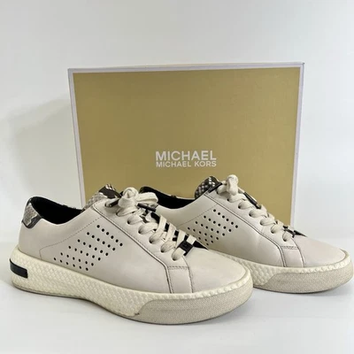 Tênis Michael Kors Codie com cadarço couro creme estampa de cobra feminino 8,5 - Imagem 1 de 4