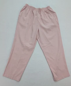 BonWorth Women's Pants Size PXL Petite Pink White Seersucker Elastic Waist - Picture 1 of 17