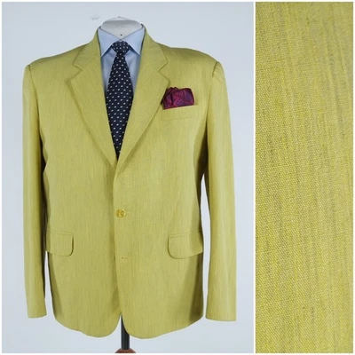 Abrigo deportivo de verano de lino amarillo talla 48R chaqueta blazer para hombre talla EE. UU. Foto 1 de 4