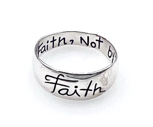 Sterling Silver LA 925 Live By Faith Not By Sight Band Ring Size 8 - Picture 1 of 9
