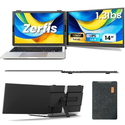 Zerfis Laptop Screen Extender, Ultra-Thin 14 FHD 1080P Portable Monitor for L... - Image 1 of 4
