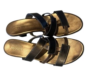 Munro American Gold Leder Absatz Riemchen Slipper Sandalen 9,5 - Bild 1 von 8