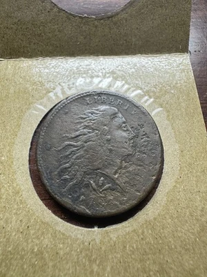 1793 1c Flowing Hair Wreath Large Cent.vine & Bars Edge.Copper Coin-free Ship. - Image 1 of 4