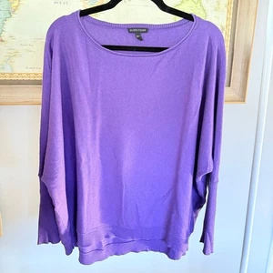 Eileen Fisher Dolman Ärmel Rollkragen Baumwolle Kaschmir Pullover lila Large - Bild 1 von 5