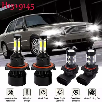 Combo faros LED + faros antiniebla blancos para Mercury Grand Marquis 2006-2011 Foto 1 de 4