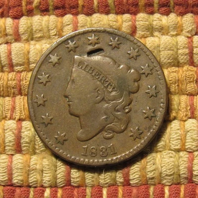 CENTAVO GRANDE CORONET 1831, FINO DET.  ~ GUBIA ANVERSO, POR LO DEMÁS UNA BONITA MONEDA Foto 1 de 2