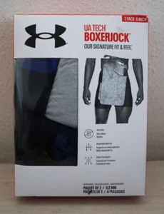 Under Armour 1363619-408 Men's Sz 5XL Gray/Blue 2-pk UA Tech 6" Boxerjock Briefs - Picture 1 of 4