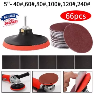 66Pcs Sanding Disc Kit Hook & Loop 125mm Attachment Drill Grinder Backing Pad UK - Picture 1 of 13