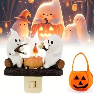 Ghost Campfire Flickering Nightlight Halloween - Picture 1 of 5